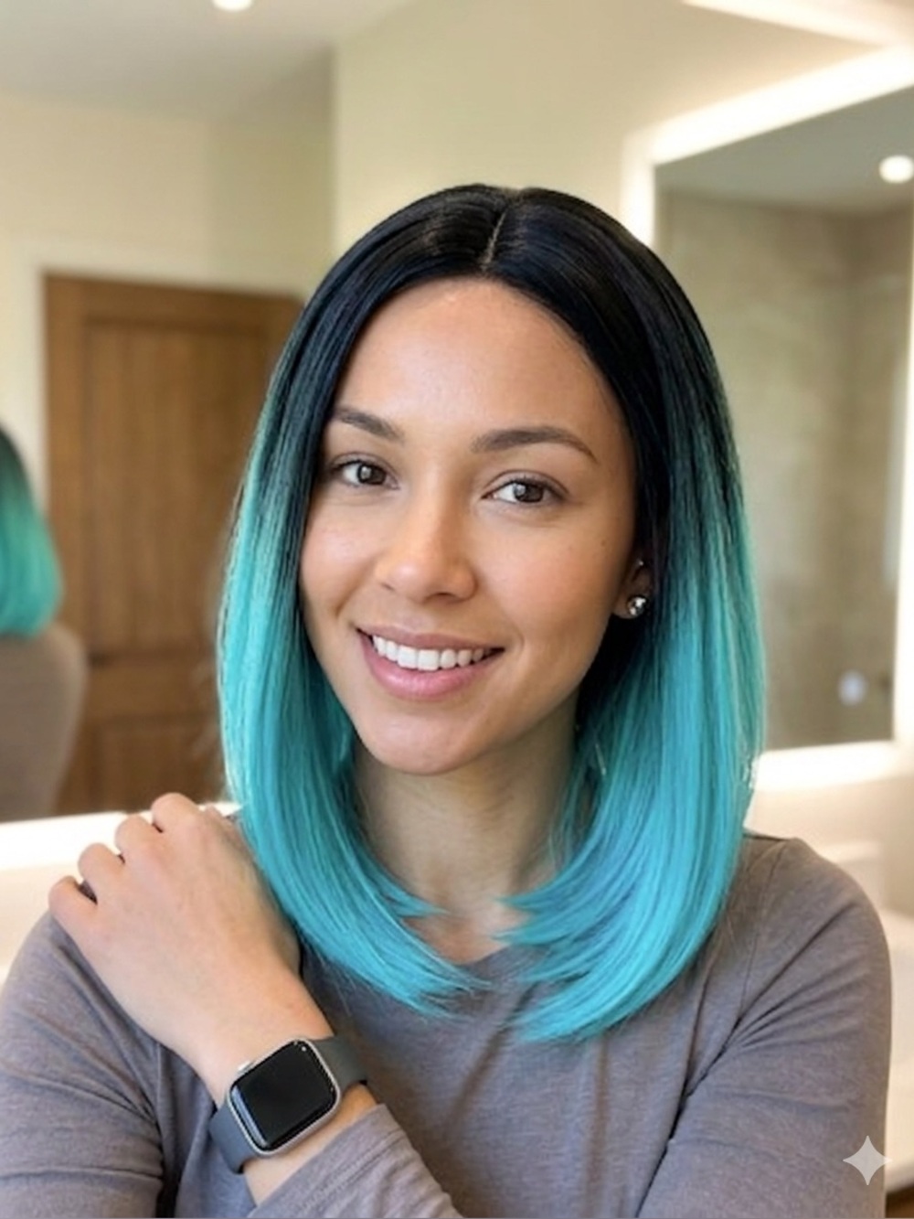 Turquoise Ombre Synthetic Women’s Wig - Teal to Black